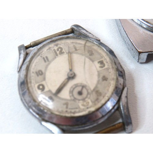 20 - Five Gents vintage watches (no straps) includes Military Trench watch, Rotary, Accurist etc.