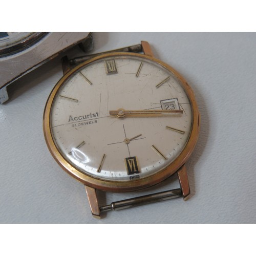 20 - Five Gents vintage watches (no straps) includes Military Trench watch, Rotary, Accurist etc.