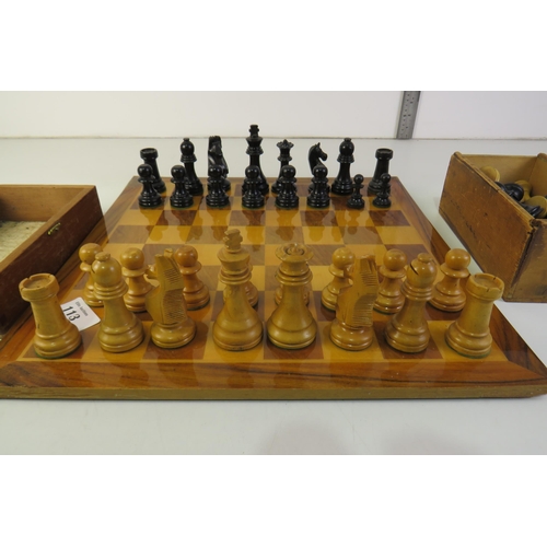 113 - Jaques of London chess set and board Staunton set incomplete