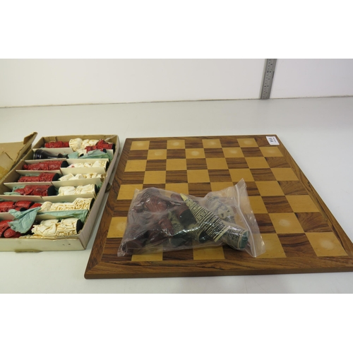 114 - Large vintage chess set and board