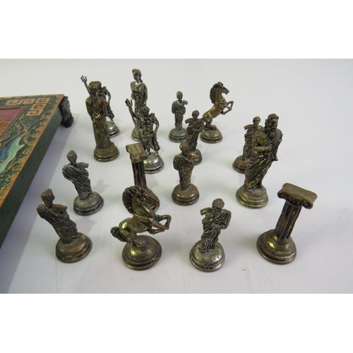 118 - Brass chess set and red gold board