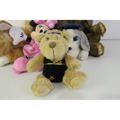 210 - A selection of cuddly toys including toys including disney, applause, paws etc