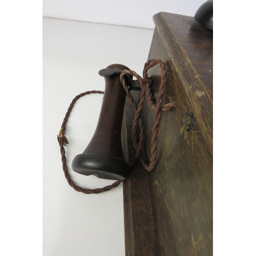 216 - Antique hand crank wall telephone