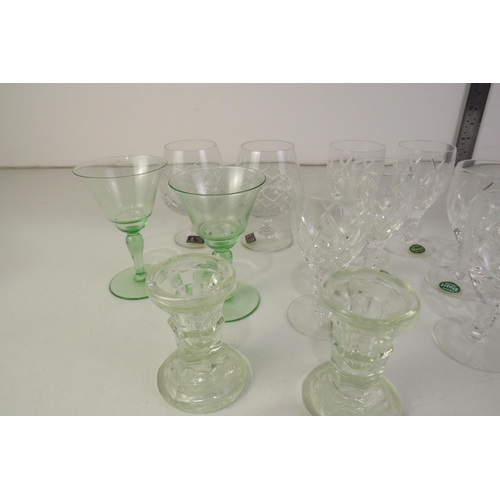 218 - Stuart crystal wine glasses and brandy glasses etc