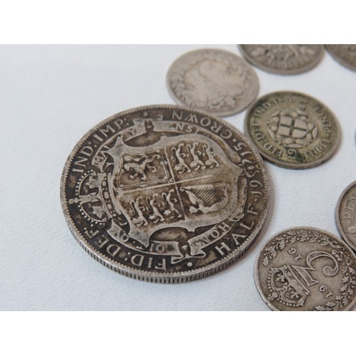 39 - Collection of silver coins includes Threepence and Half Crowns.