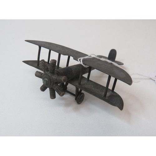 42 - WWI Trench Art Model Bi-Plane