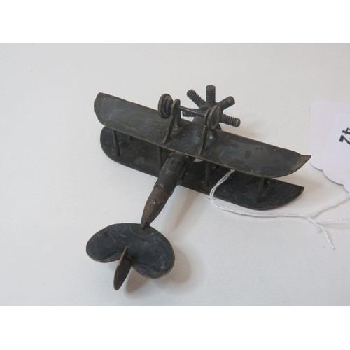 42 - WWI Trench Art Model Bi-Plane