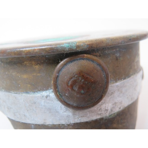 43 - WWI German Shell case cap with German button badge.