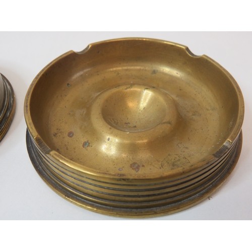 44 - Two WWI Trench Art brass shell ashtrays and letter opener.