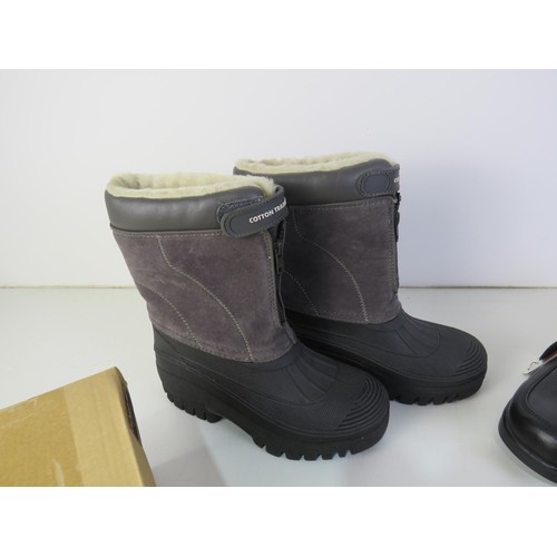 356 - Ladies fur lined size 4 boots and new three pair of mens shoes size 9