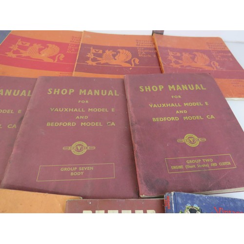 221 - Box of vauxhall bedford workshop handbooks and other vintage motor books