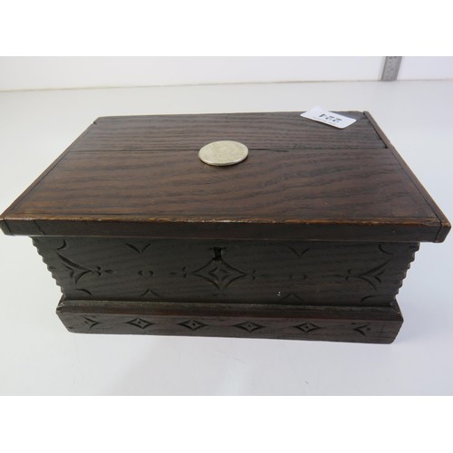 224 - Old victorian box with 1800 coin with old mixed coins and contents some silver