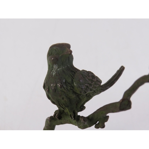 181 - Bronze Japanese bird on a branch