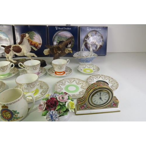 359 - Joblot of miscellaneous items includes wedgewood mantle clock, spaniel dog figure, eagle figure etc