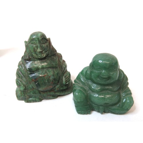 68 - Five oriental carved Jade and soapstone figures includes Buddha.