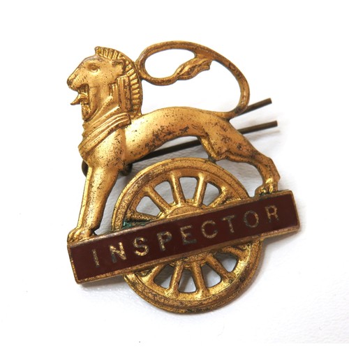 77 - British Railway Inspector brass and enamel cap badge.