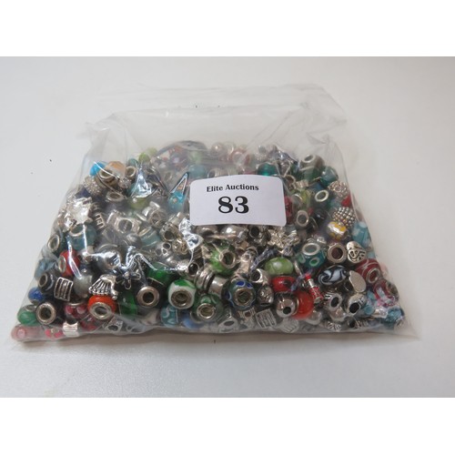 83 - 1.2kg of fashion charm beads includes Murano and 925 silver.