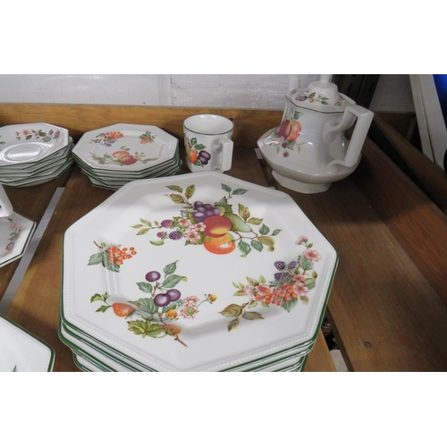 380 - Shelf lot of forty-eight pieces of Johnson bros tea set with fruit pattern