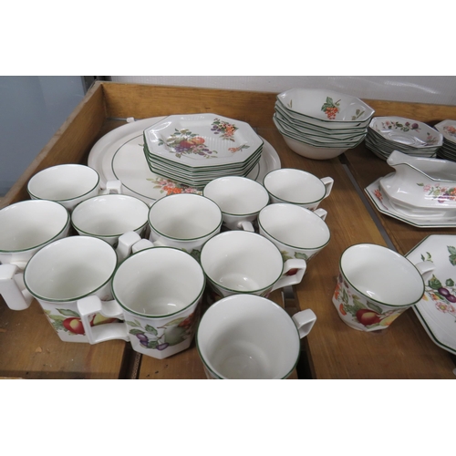 380 - Shelf lot of forty-eight pieces of Johnson bros tea set with fruit pattern