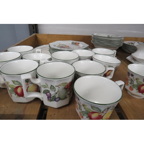 380 - Shelf lot of forty-eight pieces of Johnson bros tea set with fruit pattern