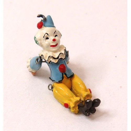 87 - Dolls House 1/12 Scale Miniature Hantel Jointed Painted Pewter Clown with loops.