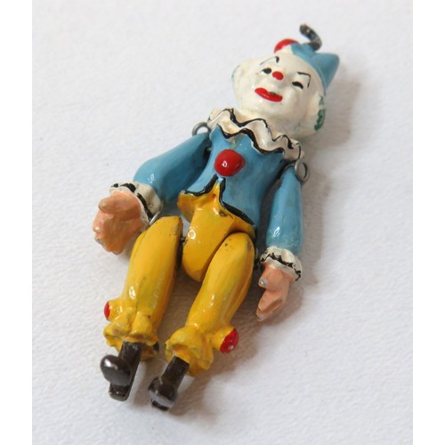 87 - Dolls House 1/12 Scale Miniature Hantel Jointed Painted Pewter Clown with loops.