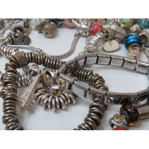 92 - Job lot of fashion charm bracelets includes 925 silver.