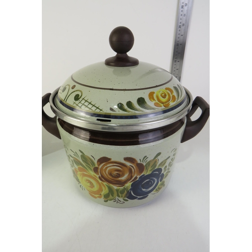 383 - Flowered kettle and cook pot