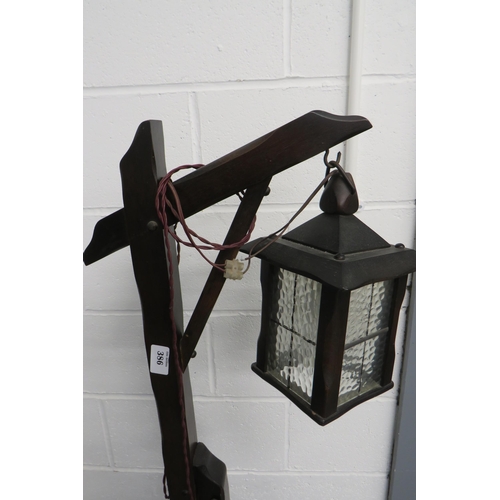 386 - Wooden stand lamp ships lantern style