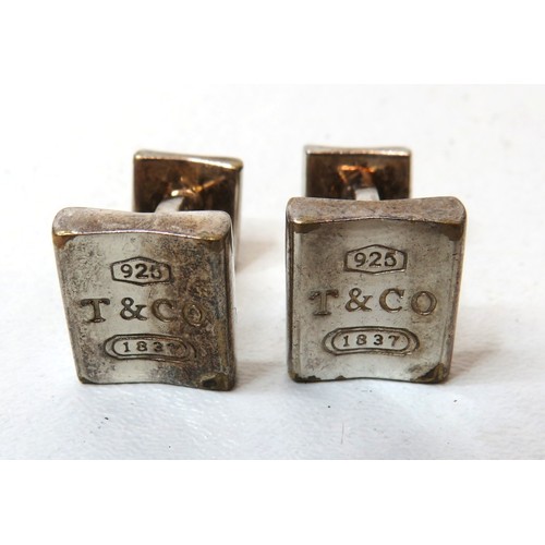 99 - Two pairs of Tiffany & Co 925 silver cufflinks.