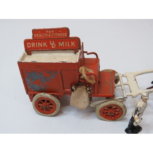 299 - 1938 Charben's Horse Drawn Milk delivery float with milkman and one other figure (broken horse)