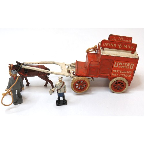 299 - 1938 Charben's Horse Drawn Milk delivery float with milkman and one other figure (broken horse)