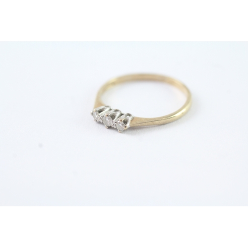 14 - 9ct gold vintage diamond trilogy ring- Size L, 1.14g