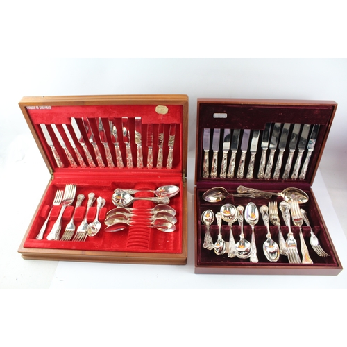 145 - Silver Plated Cutlery Sets Vintage Wooden Canteen 8200g x 2