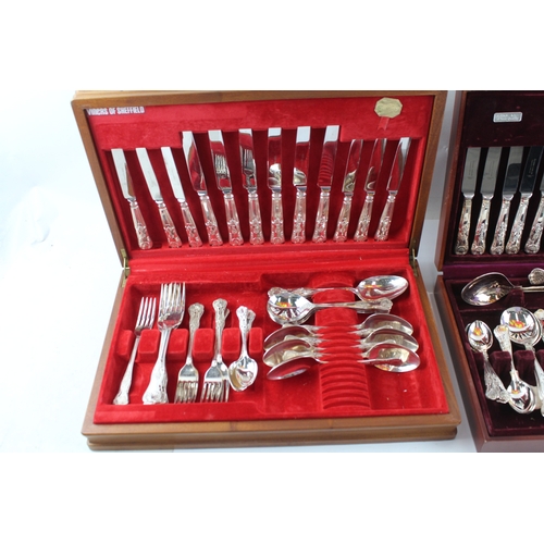 145 - Silver Plated Cutlery Sets Vintage Wooden Canteen 8200g x 2