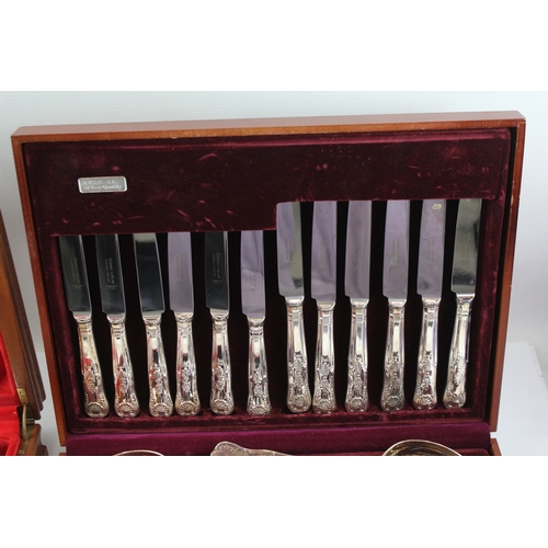 145 - Silver Plated Cutlery Sets Vintage Wooden Canteen 8200g x 2