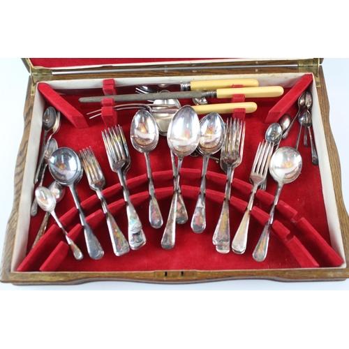 146 - James Ryals Cutlery Set Silver Plated w/ Wooden Canteen & Serving Set 4975g