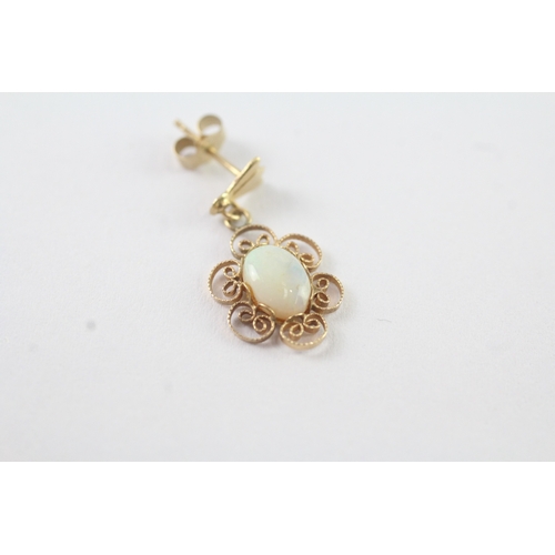 28 - 9ct gold vintage style opal drop earrings 1g