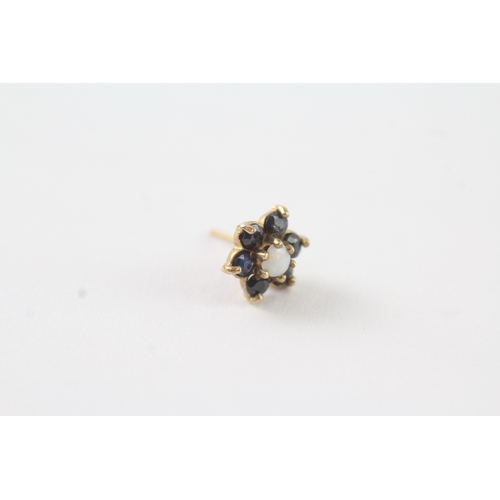 29 - 9ct gold opal & sapphire cluster stud earrings-1.28g