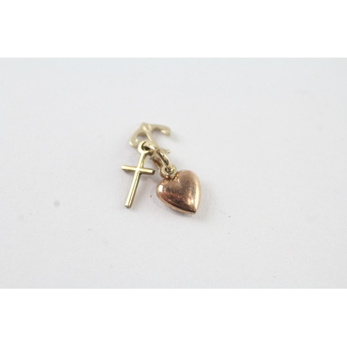 30 - 9ct tri-colour gold love, faith & charity charm--o.36g