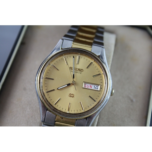 4 - Mens Vintage Seiko Two Tone Watches Quartz Boxed WORKING