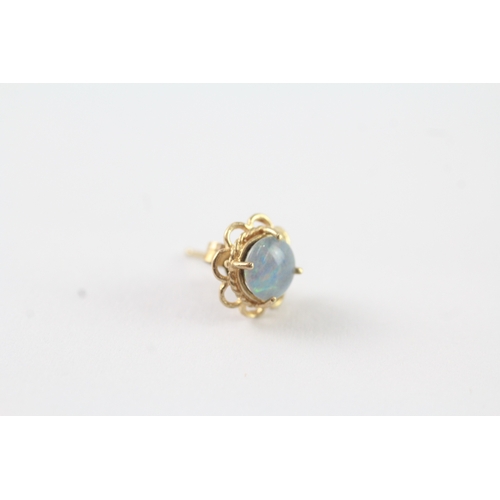 44 - 9ct gold opal triplet stud earrings-1.45g