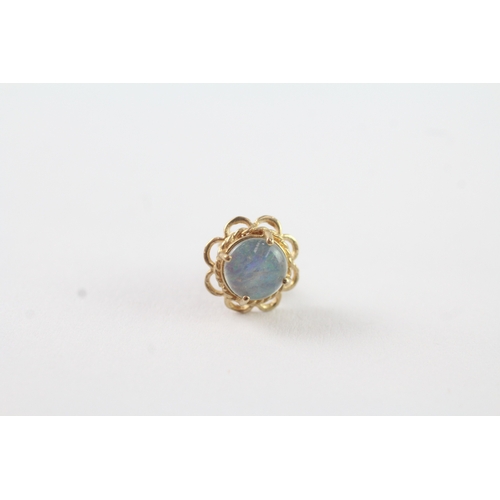 44 - 9ct gold opal triplet stud earrings-1.45g