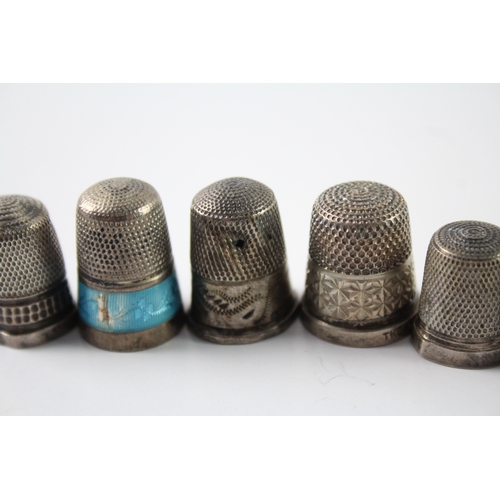 50 - 10 x Antique / Vintage .925 Sterling Silver Thimbles Inc Charles Horner (39g)