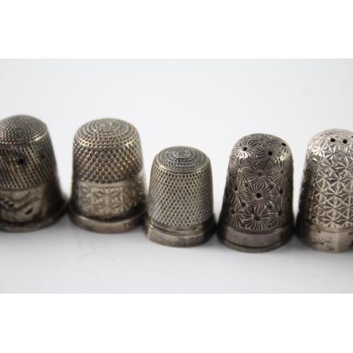 50 - 10 x Antique / Vintage .925 Sterling Silver Thimbles Inc Charles Horner (39g)