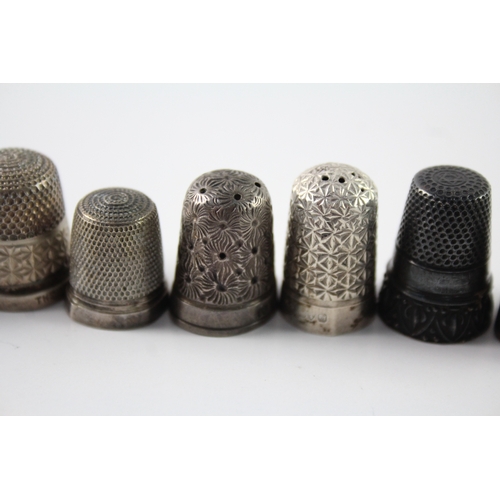 50 - 10 x Antique / Vintage .925 Sterling Silver Thimbles Inc Charles Horner (39g)