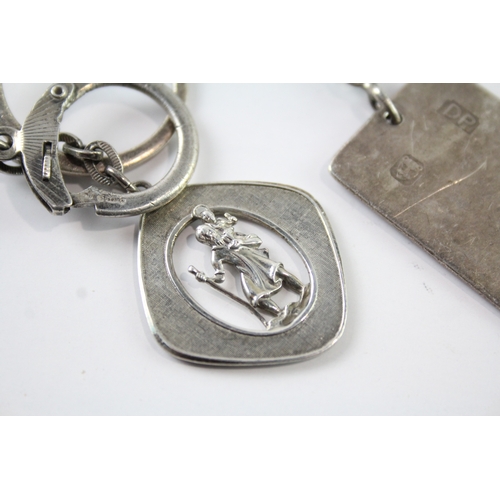 52 - 2 x Vintage Hallmarked .925 Sterling Silver Keyrings 29g