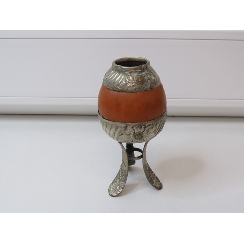 417 - Argentinian alpaca silver tea gourd