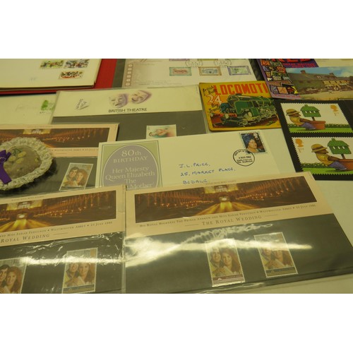 390 - Box of stamps, first day covers and postcards