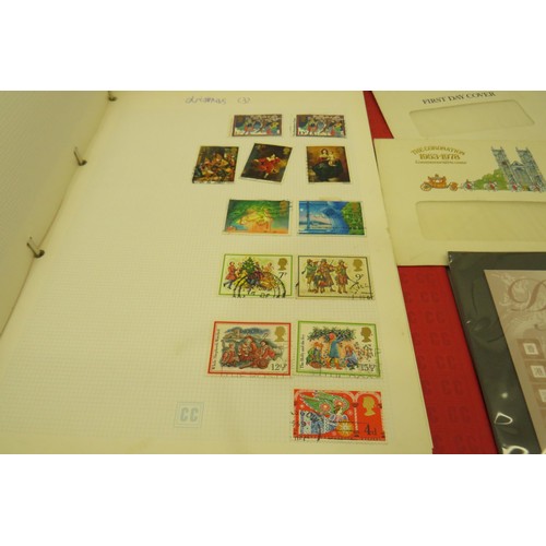 390 - Box of stamps, first day covers and postcards